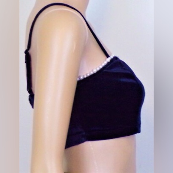 Urban Outfitters Black Crop Top With Pearl Like Trim - Picture 5 of 6